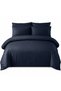 100% Cotton Satin Striped Double Duvet Cover Set - Navy Blue - 8