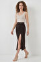 Women's Slit Ruched Brown Skirt - 4