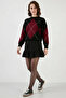 Women's Round Neck Diamond Patterned Black Skirt - 3