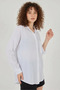 Women's Single Pocket Oversize Viscose White Shirt - 4