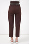 Women's High Waist Belted Brown Trousers - 5