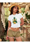 Women's Pineapple and Banana Printed Bayb Tee Crop - 3