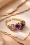 Ametist Ring Adjustable Natural Stone Gold Color (Copper Plated) - 3