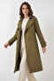 Women's Double Breasted Collar Belted Khaki Trench Coat - 3