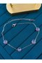 💎   Premium Silver Color Flower Model Shiny and Stylish Colorful Stone 316L Steel Anklet (25cm) - 2