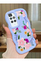 Redmi 10 Compatible Case Camera Protector Blue Silicone Couple Phone Case Cover Floral Pattern