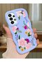 Samsung Galaxy A23 Compatible Case Camera Protector Blue Silicone Couple Phone Case Floral Pattern