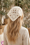 Floral Motif Knitted Bohemian Triangle Bandana Ecru - Gift for Summer Beach Vacation Mesh Hair Bandana - 2