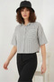Women's Crop Striped Viscose Black Shirt - 3
