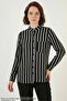 Women's Striped Viscose Black Shirt - 3