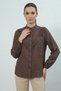 Women's Ruffled Lace Detailed Brown Shirt - 3