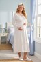 New Season Women's Ecru Shawl Collar Lace Detailed Nursing-Friendly Long Sleeve Special Design Maternity Nightgown Set - 4
