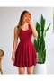 Women's Strappy Round Neck Ruffled Short Sandy Dress