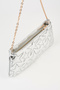 Women's Dalya Silver Star Embroidered Lined Zipper Closure Baguette Handbag - 5