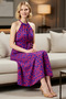 Women's Halter Neck Sleeveless Maxi Dress Animal Pattern Belted A-Line Shawl Woven Casual Daily Modern - 3