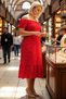 Women's Plus Size Carmen Collar Floral Print A-Line Maxi Dress Short Sleeve Casual Comfortable Modern Stylish