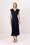 Women's V-Neck Sleeveless A-Line Midi Woven Dress Aerobin Fabric Elegant Cut Comfortable Casual Modern Stylish - 4