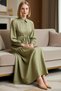 Women Maxi Shirt Collar Long Sleeve Shift Cut Voile Woven Unlined Dress Modal Blend Daily Casual - 3