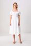 Women's Square Neck Balloon Sleeve Elastic Waist Midi Dress Lined Terrycotton Woven Casual Comfortable Modern - 4