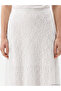 White Elastic Waist Lace Flared Skirt - 3