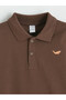 Brown Polo Collar Embroidered Boys' T-Shirt - 4