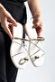 Women's Slippers with White Straps, Flat Heel and Buckle - 4