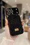 iPhone 14 Pro Compatible Black Luxury Stone Glitter Premium Phone Case with Camera Protection