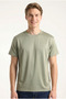 Men's Green Regular Modal Fabric Silky Textured Crew Neck T-Shirt
