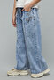 Embroidered Wide Leg Jeans with Button Closure - 5