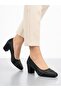 Women's Black Thick Heel Comfortable Fit Heeled Shoes