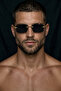 Men's Black Rectangular Sunglasses, Uv Protection, Retro Vintage Design, Stylish Premium Glasses with Gold Detail - 5