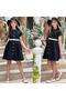 Girl's Pearl Detailed Denim Knotted Midi Dress - Denim Hat - 4-Piece Set with Belt and Bag - Lycra Jean Dress - 3