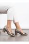 Women's Platinum Thick Heel Comfortable Fit Heeled Shoes - 3