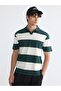 Polo Neck Striped Combed Cotton Men's T-Shirt
