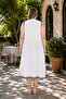Plus Size Zero Sleeve Crew Neck Stripe Detailed Loose Cut Women's Dress - 5