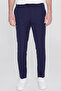 Men's Navy Blue Slim Fit Slim Fit Tie-Waist Casual Stretch Trousers with Side Pockets - 2