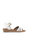 White Leather Women's Wedge Heeled Sandals