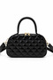 Quilted Patent Leather Hand and Shoulder Bag Black - 2