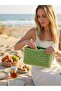 Women's Pistachio Green Straw Clutch Handmade Zipper Bag-Lined - 6