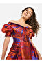 Abstract Texture Off-Shoulder Flare Midi Dress - 4