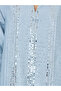 Light Blue Sequined Embroidery Jalabiya with Bell Sleeves - 3