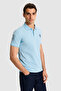 Men's Slim Fit Polo Collar Blue Basic T-Shirt 50326920-Vr036 - 3