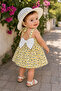 Lemon Pattern Minnoş Summer Baby Girl Dress with Straps, Bow & Hat 6/24 Months - 2