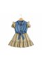 Girl's Denim Look Patterned Dress
