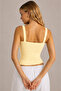 Yellow ribbed strap top-slim fit women's tank top - 2