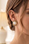 Gold Quadrilateral Vintage White Enamel Earrings - 4