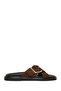 Women's Brown Suede Leather Slippers 26Sfd271610