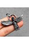 Anthracite Color Stainless Steel Winged Guardian Angel Icon Necklace - 3