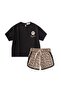 Patterned T-Shirt and Shorts Set 1-7 Years Black - 2