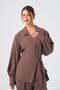 Women's Double Breasted Tie-Detail Double Suit Set Brown 31366 - 2
